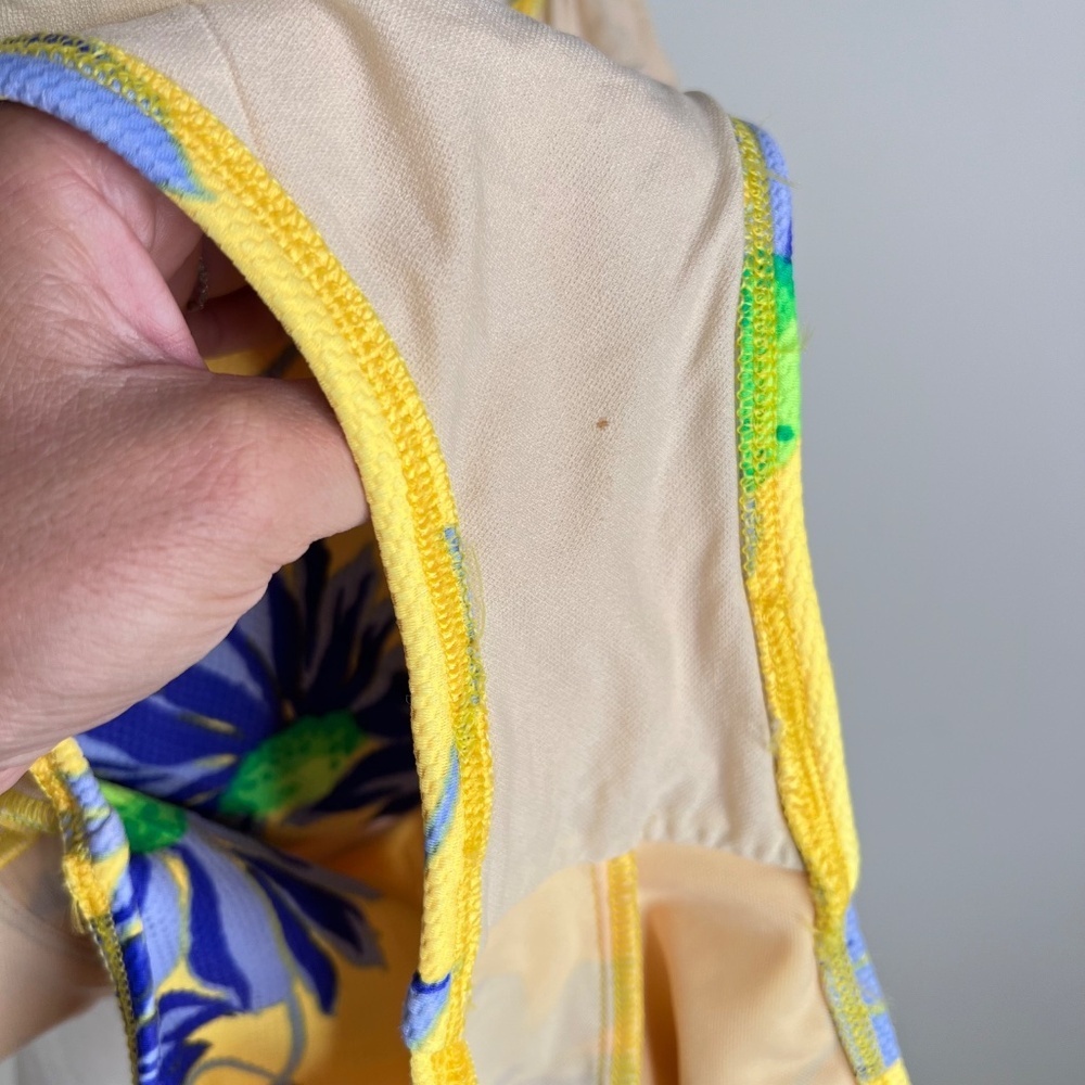 La Blanca Yellow Floral One-Piece Swimsuit w/Blue & Green Flowers - Picture 8 of 11